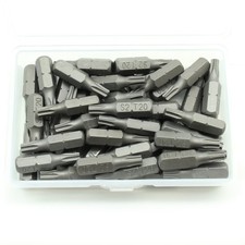 TMAX 50pc 1" T-20 Torx 6 Point Screwdriver Insert Bits Hex Shank, Security Slot