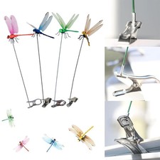 4 Fake Dragonfly Clips Clip on Dragonfly for Outdoors 3D Dragonfly Garden Decor