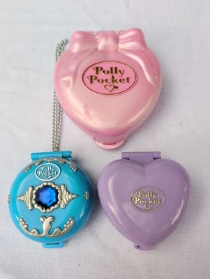 Polly Pocket Bluebird Mini blau lila Herz Pink Schleife Konvolut - Bild 1 von 4