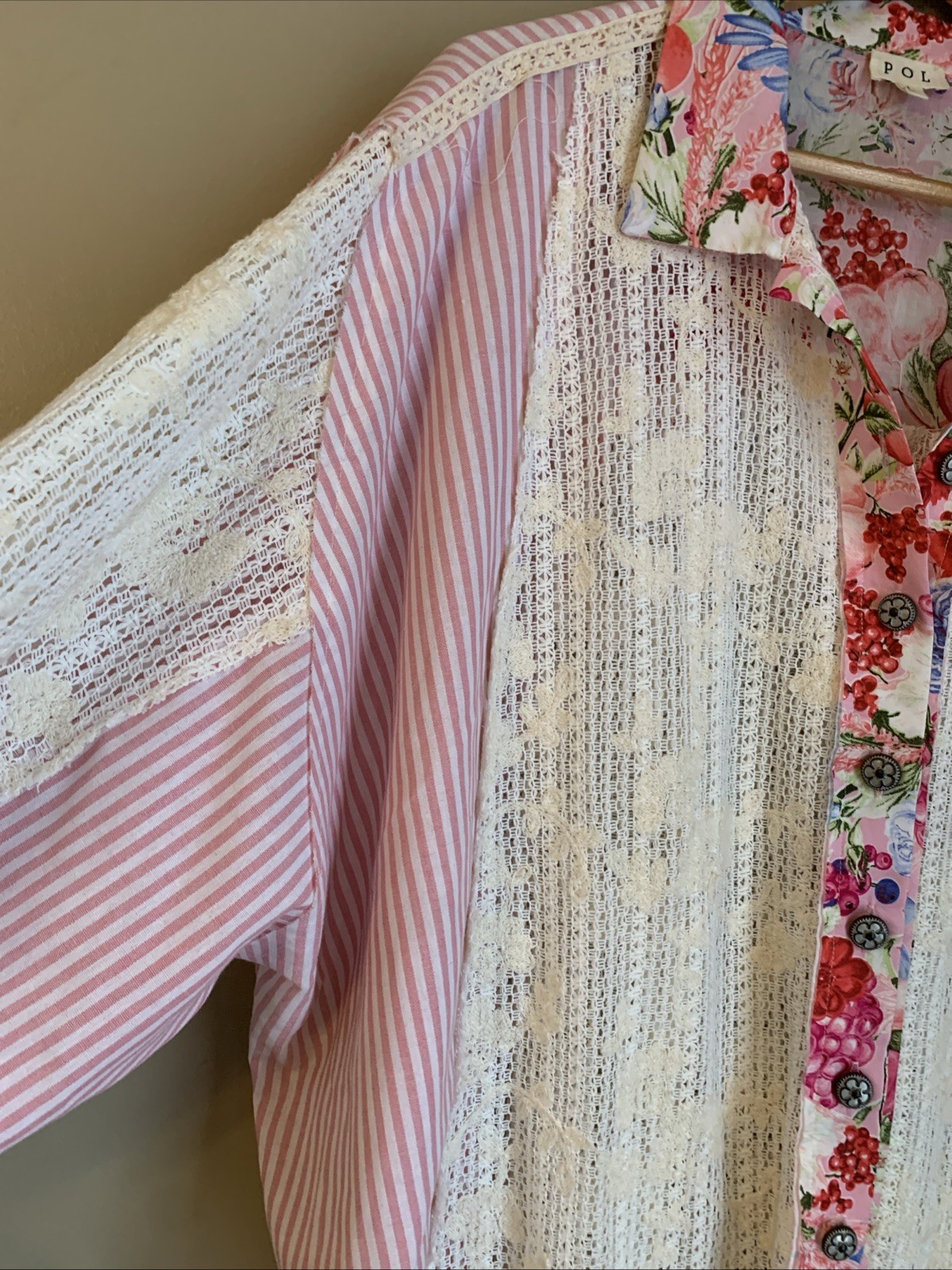 POL Womens Oversized Patchwork Button Down Shirt … - image 5