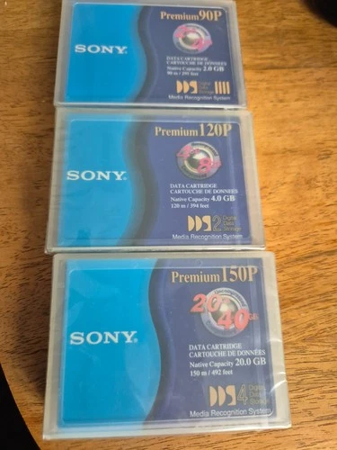 3 X Sony Premium DDS/DDS2/DDS4 Tapes New and Sealed