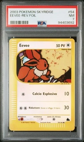 PSA 7 ITALIAN POKEMON EEVEE REVERSE FOIL 54/144 SKYRIDGE 2003 NM 761B