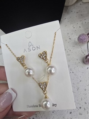 Set De Cadena Y Pendientes Stainless Steel PVD