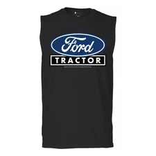 Ford Tractor Logo Blue Muscle Shirt Vintage Farm Rustic Classic Retro Men's
