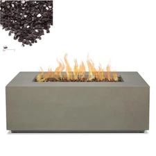 Home Square 2-Piece Set with Small Fire Table with Conversion Kit & Fire Glass