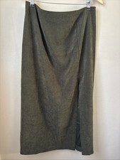 Vintage Casual Corner Peachskin Skirt Womens 14 Brown Midi Slit