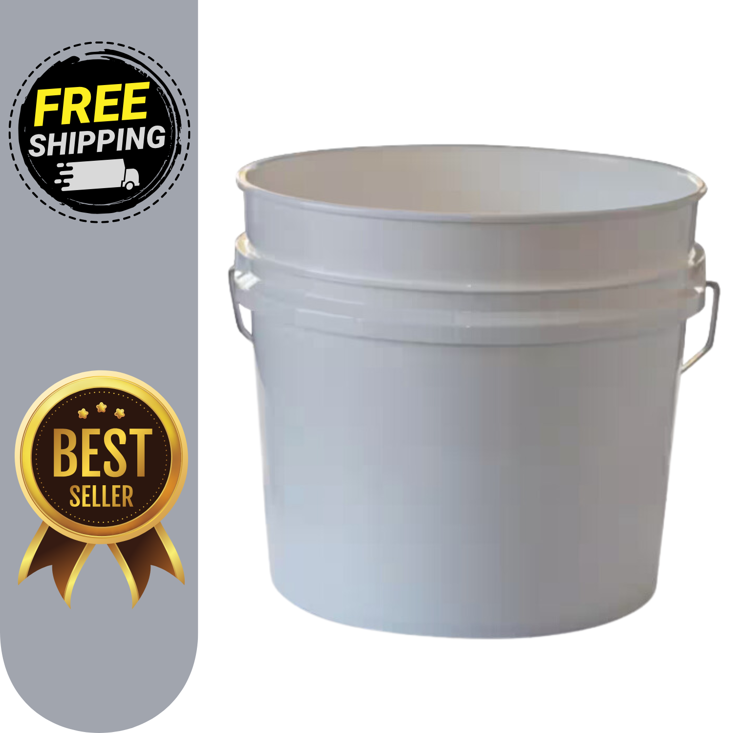 10 Pack 3.5 Gallon Plastic Pails Heavy Duty White Paint Buckets Metal Handle