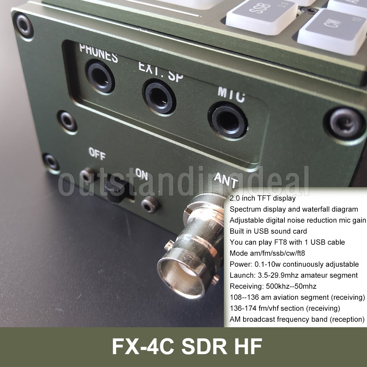 FX-4C SDR HF Transceiver 10W Mobile Radio 3.5-29MHz with Safety