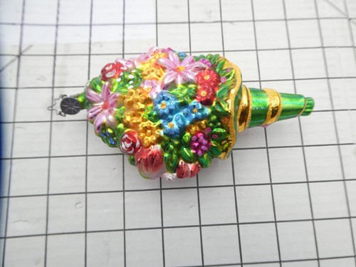Christopher Radko Blown Glass Ornament Flower Power Breast Cancer Awareness - Picture 3 of 9