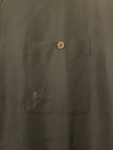 Hook & Tackle Men's Large Button-up Dress Shirt Black Embroid Fish Short Sleeve - Picture 5 of 6