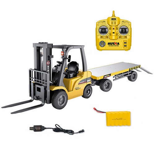 HUINA 2.4G 1:10 Remote Control Electric 5CH RC Forklift + Flatbed Truck Toy - Picture 14 of 14