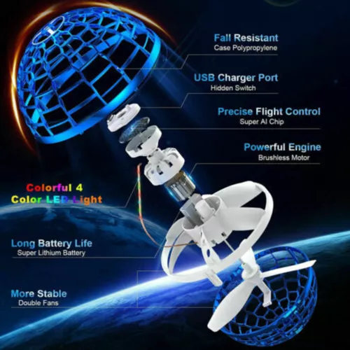 Neu Hover Ball Fliegender Ball LED Spinner Ball Flying Orb Kinder Spielzeug Gift - Bild 6 von 17