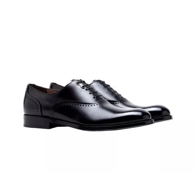 Salvatore Ferragamo Mens Black Penta Oxford Leather Lace Up  display picture 1