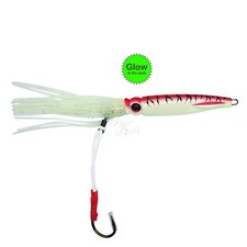 Fish WOW!® Glow Red 100g 3D Swim Squid jig Fishing 3.5oz slow jigging action New