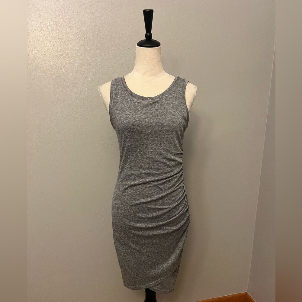 leith ruched bodycon tank dress Body-con Sleeveless Linen dress Black And Red Victorian color:GREEN - OLIVE
