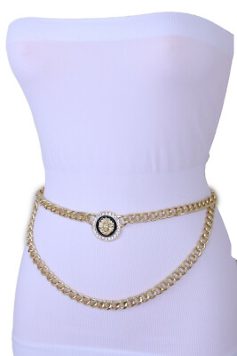 Women Designer Fashion Belt Gold Metal Chain Lion Head Charm  display picture 1