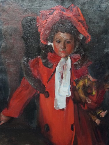 ANNIE ROSE LAING GLASGOW GIRLS 1900 ART PORTRAIT OIL PAINTING GIRL IN RED - Picture 11 of 12