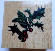 Whispers Sugar Loaf Product Holly Holiday Flower Bloom Wooden Rubber Stamp