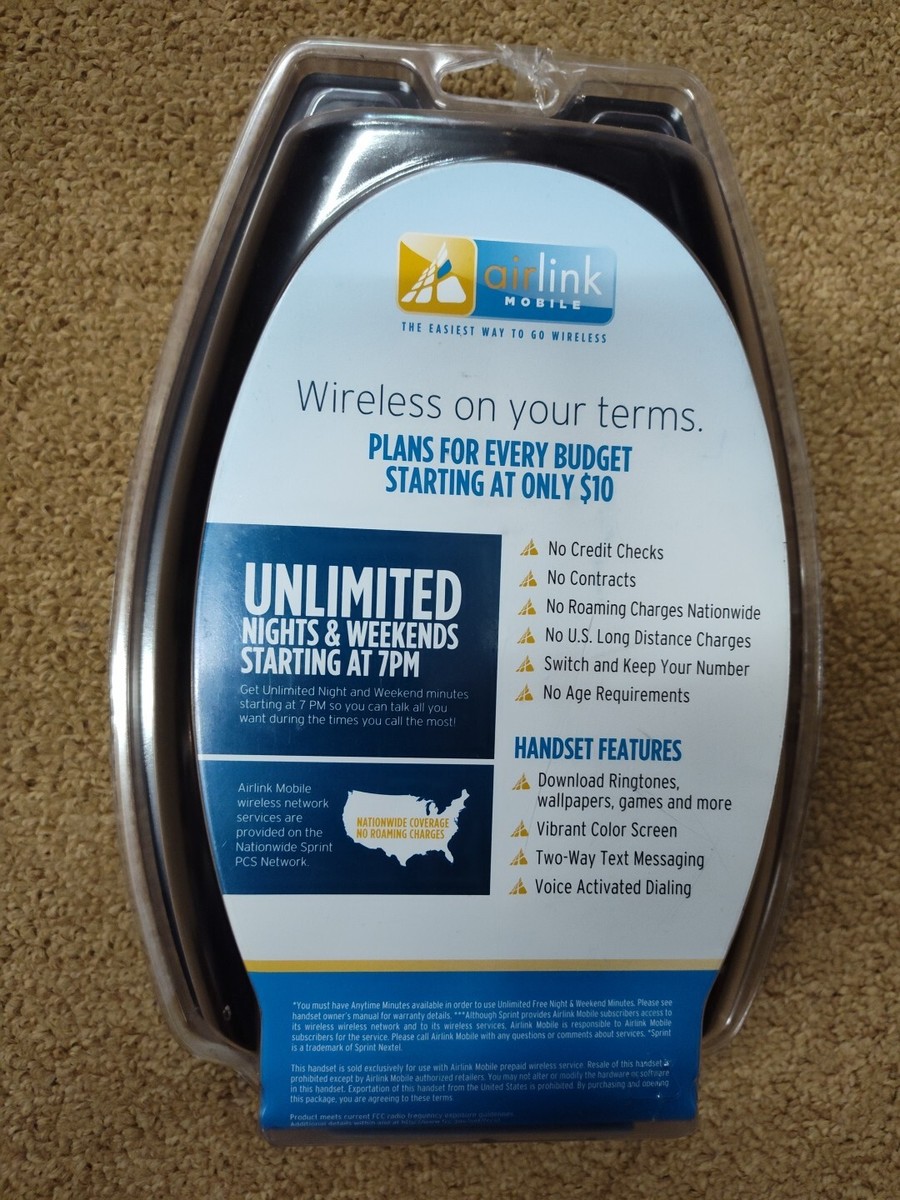 Vintage Sealed New In Box Prepaid Airlink Mobile Flip Phone Black