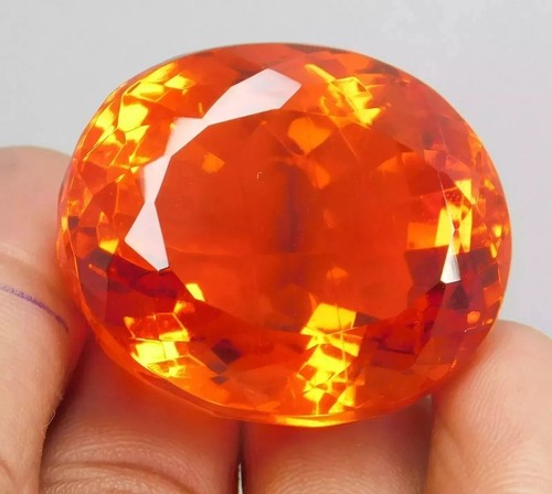 Natural AAA Quality 93.62 Ct Mexican Fire Opal Red Orange Oval Cut Gemstone - Picture 5 of 6
