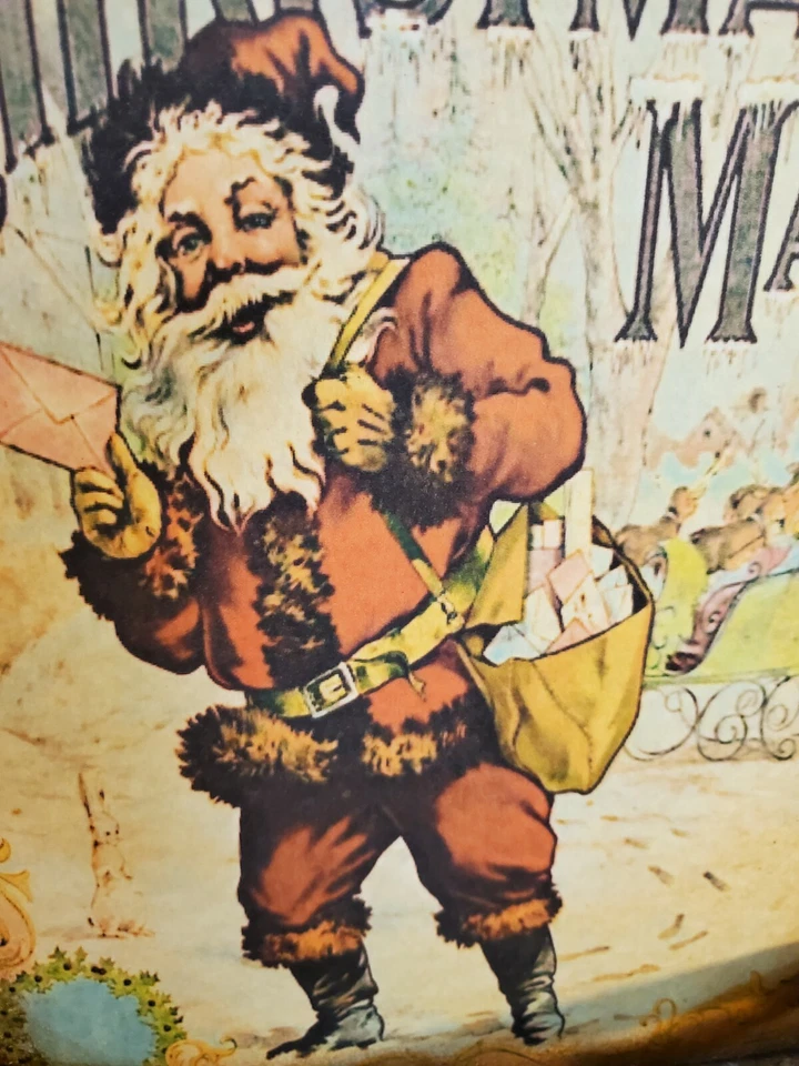 PRIMITIVE VICTORIAN VINTAGE STYLE CHRISTMAS MAIL WITH SANTA LETTERS CANVAS SIGN - Image 4 of 4