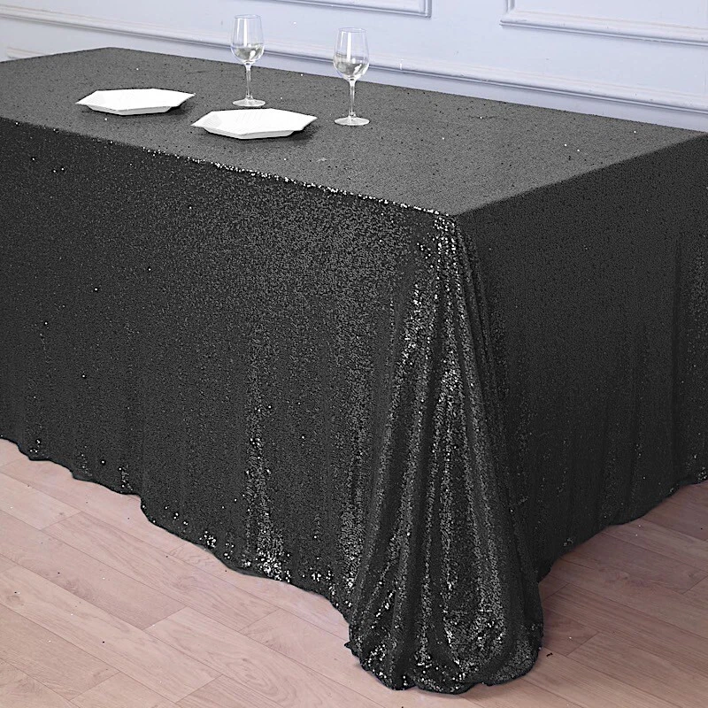 TOALHA DE MESA RETANGULAR 90x132" preta para festa de casamento roupa de catering VENDA - Imagem 4 de 4