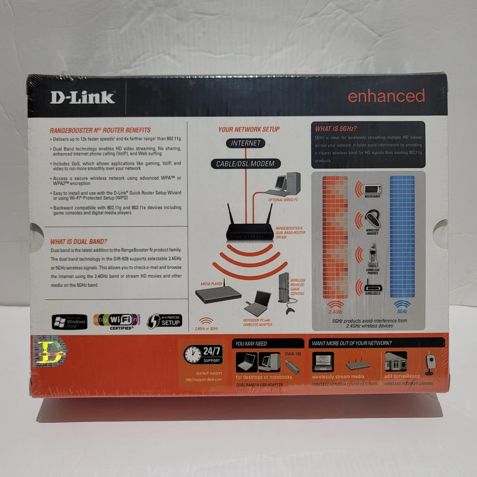 D-Link RangeBooster N DIR-628 54 Mbps Wireless N Router Computers Game Systems - Image 2 of 4