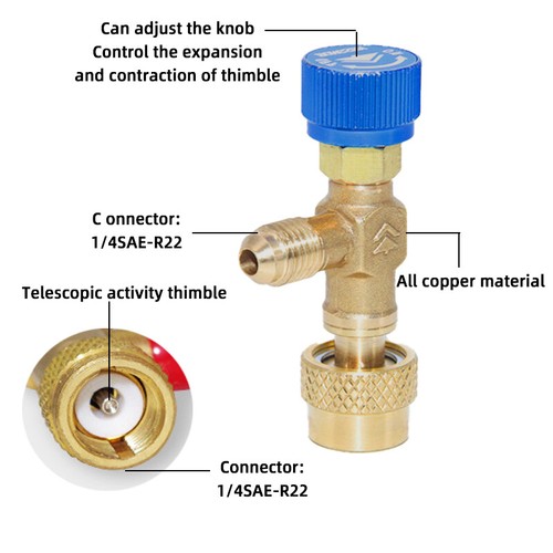 2x Car A/C Refrigerant Valve Adapter R22&R410A liquid Safety Valve Charging Hose - Picture 4 of 10