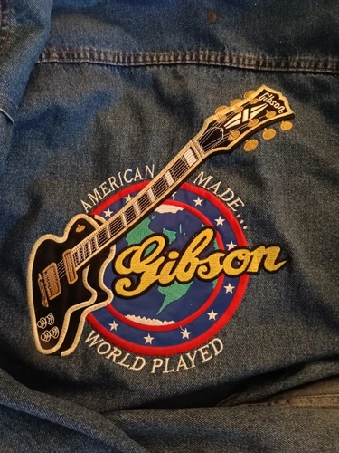 Vintage GIBSON ISSUED LES PAUL CUSTOM USA Jean Jacket MINT COND. BEAUTIFUL. L/XL