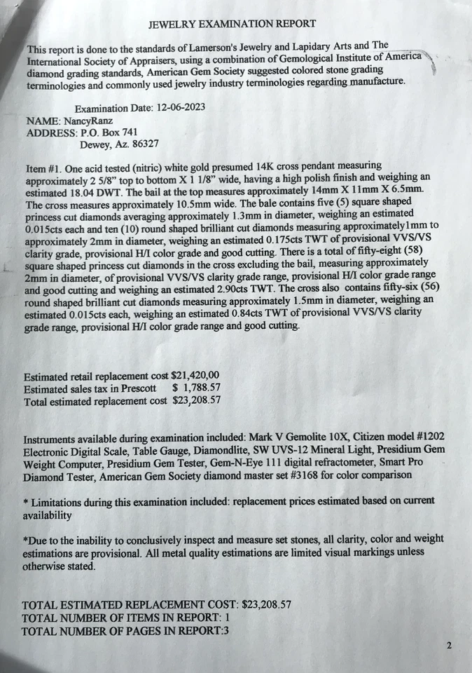 Potente Cruz de Diamantes Oro Blanco 14K Diamantes Corte Princesa Valorados $23,208.00 Foto 4 de 4