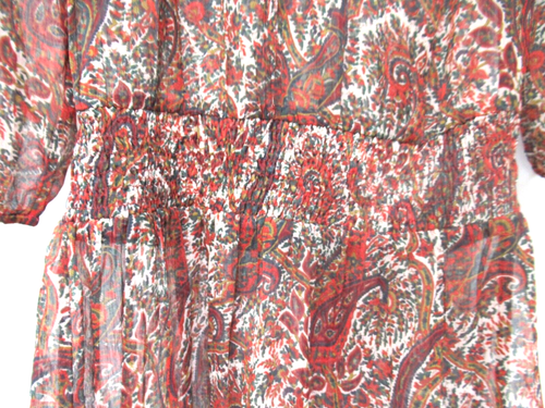 American Rag Cie Medium Multicolor Sheer Floral Print Blouson Smocked Dress - Picture 3 of 7