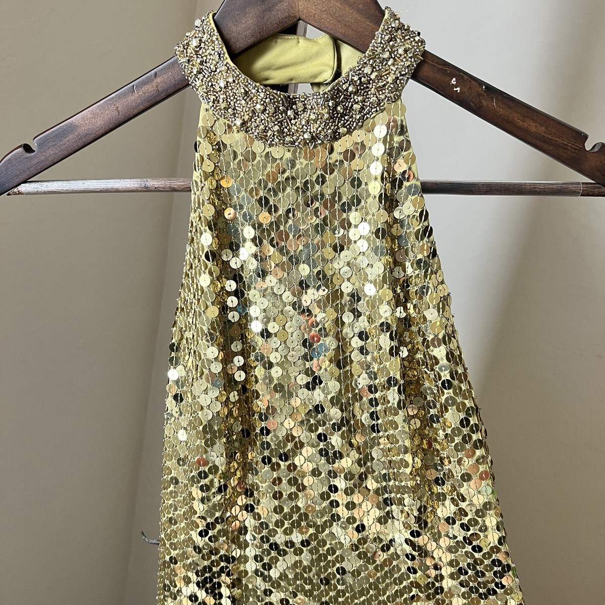 green emerald velvet dress Women's Guilty Asymmetric Halter Neck Sequin Knee-Length Dress S/M/L Yellow Mean Blvd L / Yellow main image 0