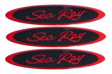 3x Sea Ray Emblem Oval Searay Hull Side Badge Sticker Nameplates Logo Red