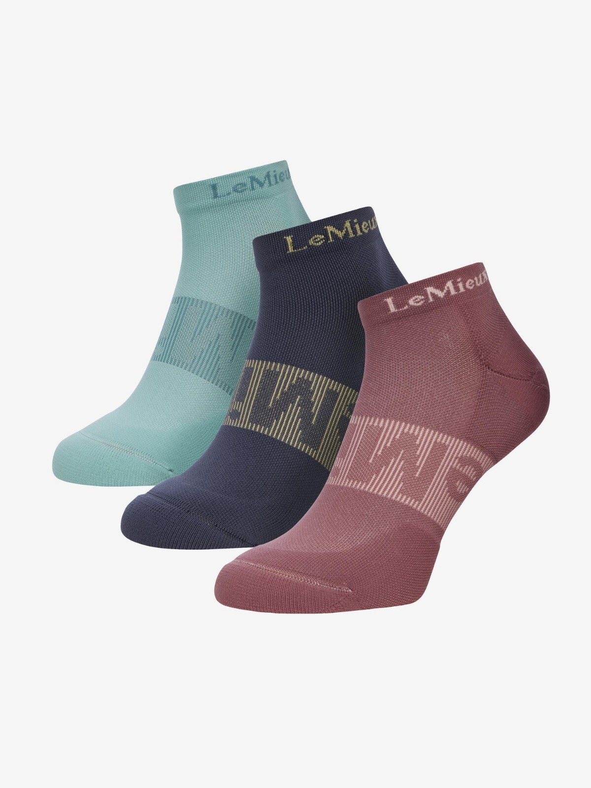 SAOLA Calze LeMieux Trainer Confezione da 3 Palissandro Crepuscolo Acqua Imbottite Suola Imbottita