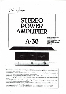 Accuphase  Bedienungsanleitung user manual owners für A- 30 mehrsprachig Copy