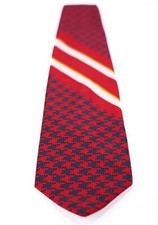 Mens Vintage Silk Tie Red  Navy Blue White Stripes 54" L x 4" W by Resilio