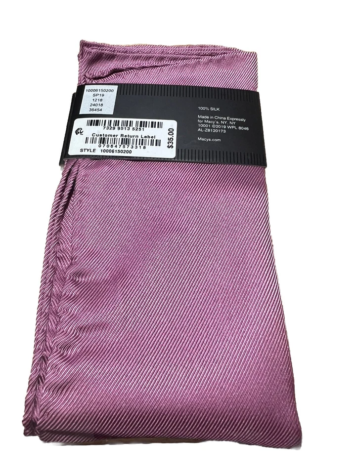 Cuadrado de bolsillo Alfani para hombre púrpura 100 % seda Foto 2 de 3