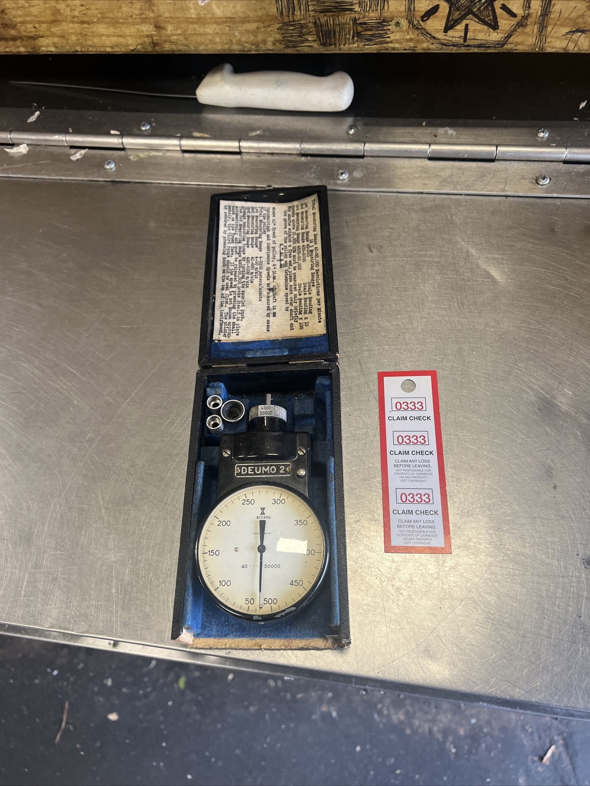 Vintage D. Napier & Son Ltd. Deumo Tachometer No.1 Case & Attachments 40 - 50000
