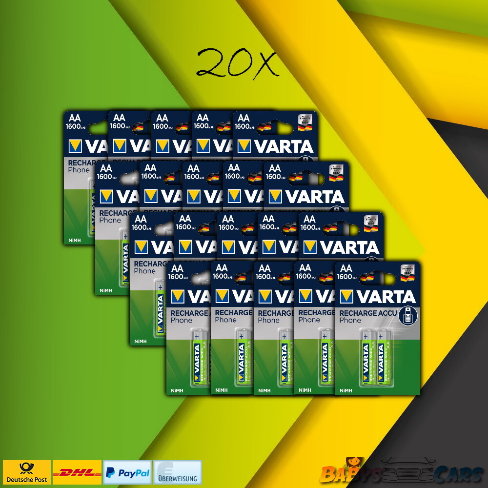 40 Stück 20x 2er Varta Phone Aa Mignon Akku Accu Batterien 1600 Mah
