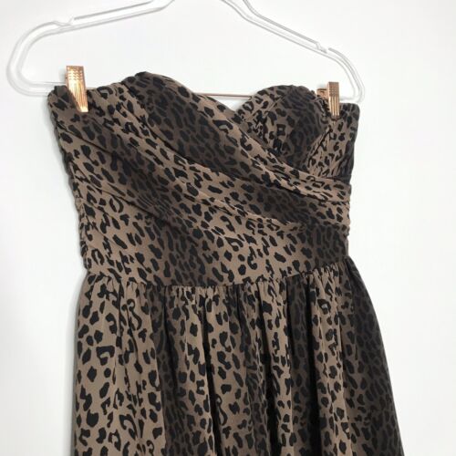 Jay Godfrey Size 2 Brown Strapless Cheetah Cocktail Dress Cocktail Animal Print - Picture 3 of 7