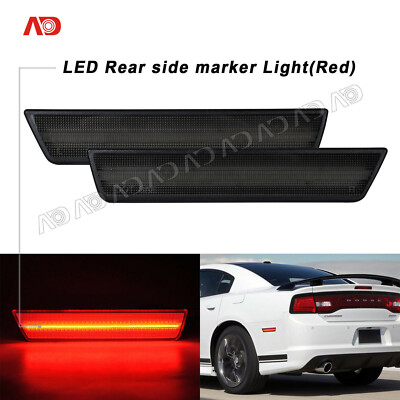Smoked Black Rear Side Marker Lights Kit For Dodge Challenger & Charger (2008-2014) - LED Housing