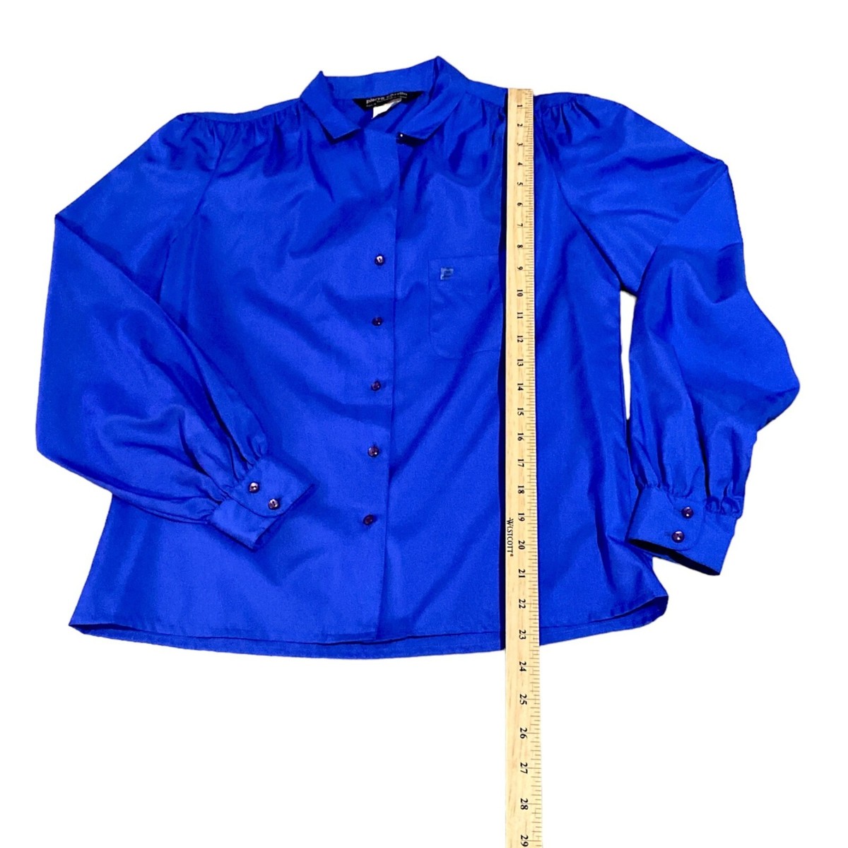 シャツ+ブラウス(長袖+七分) pierre cardin - vintage pierre cardin blouse bw Vintage Pierre Cardin Top Womens 8 Blue Draping Shirt Blouse