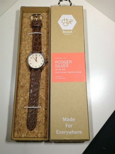 Swedish Designed ‘Rodgers Silver’ Quartz Watch Dark Brown Leather Strap RRP£46 - Picture 4 of 6