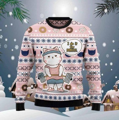 Cat I Do It For Donuts   Ugly Christmas Sweater hot, gift fan