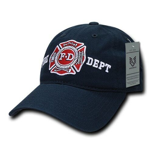 Fire Department Navy Blue Relaxed Fit Baseball Cap Hat - Picture 1 of 2
