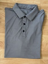 Graham Luxe Mens Golf Polo Navy Blue/White Pinstriped Size XL
