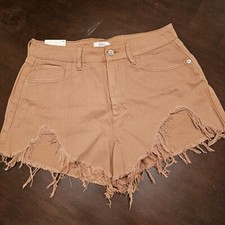 NWT Forever 21 Premium, Size 29, Brown Denim Short, New, Frayed Bottom