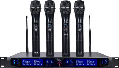 4 Channels Professional UHF Wireless Microphone System with Rack Mountable Metal