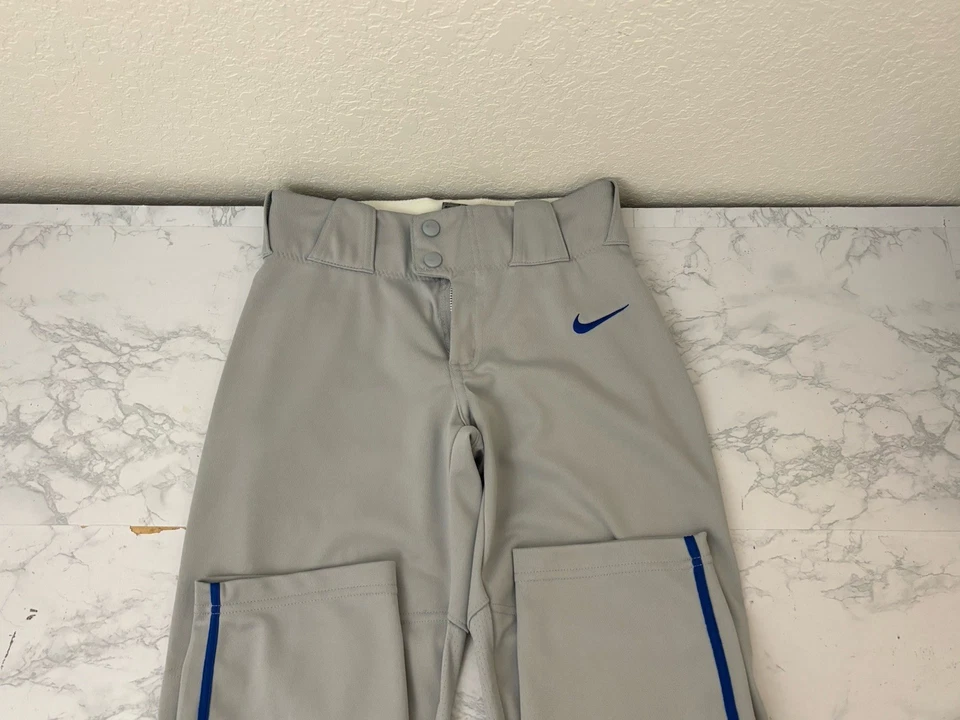 Pantalones de béisbol softbol Nike Team Engineered para niños M grises elásticos a rayas azules A2 Foto 4 de 4