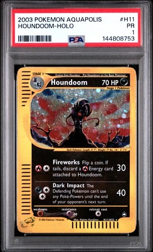 2003 POKEMON AQUAPOLIS #H11 HOUNDOOM-HOLO PSA 1